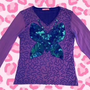 Y2K Beaded Butterfly Top